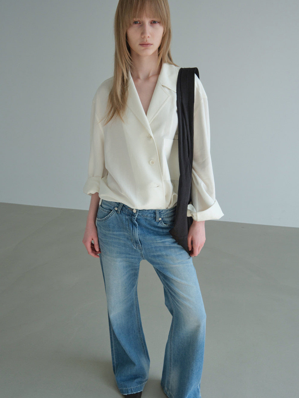 Low Classic Open Collar 2-Way Shirt Ivory