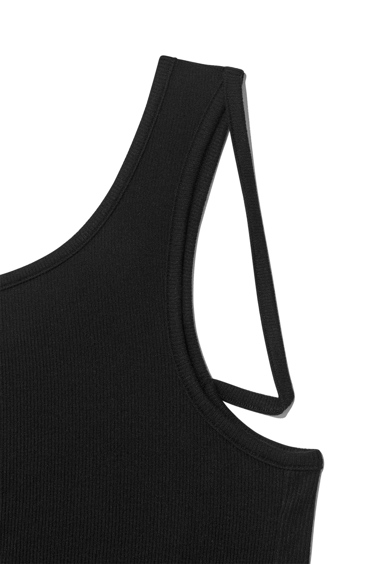 Matinkim Unbalance Tuck Sleeveless Top IN Black