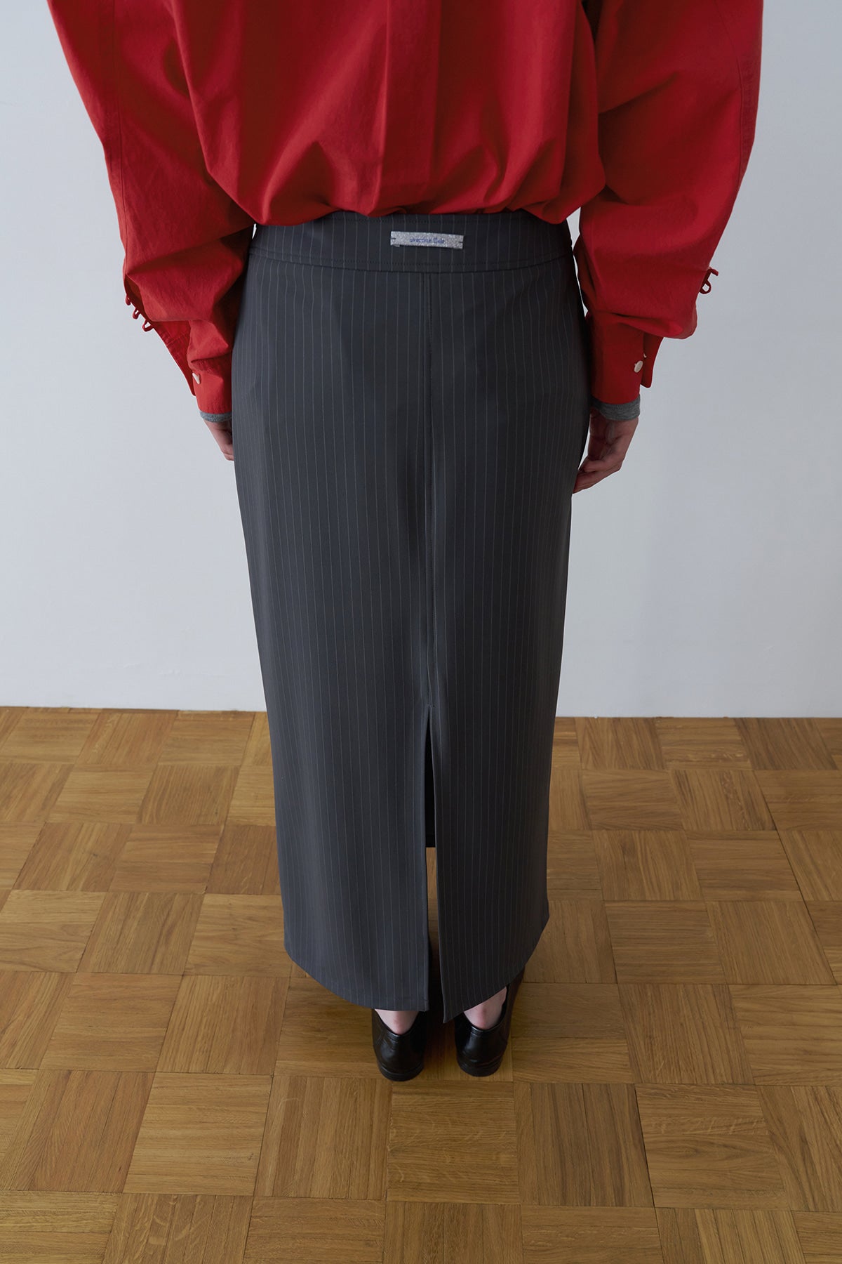 Overdueflair Tension Stretch Maxi Skirt Stripe Grey