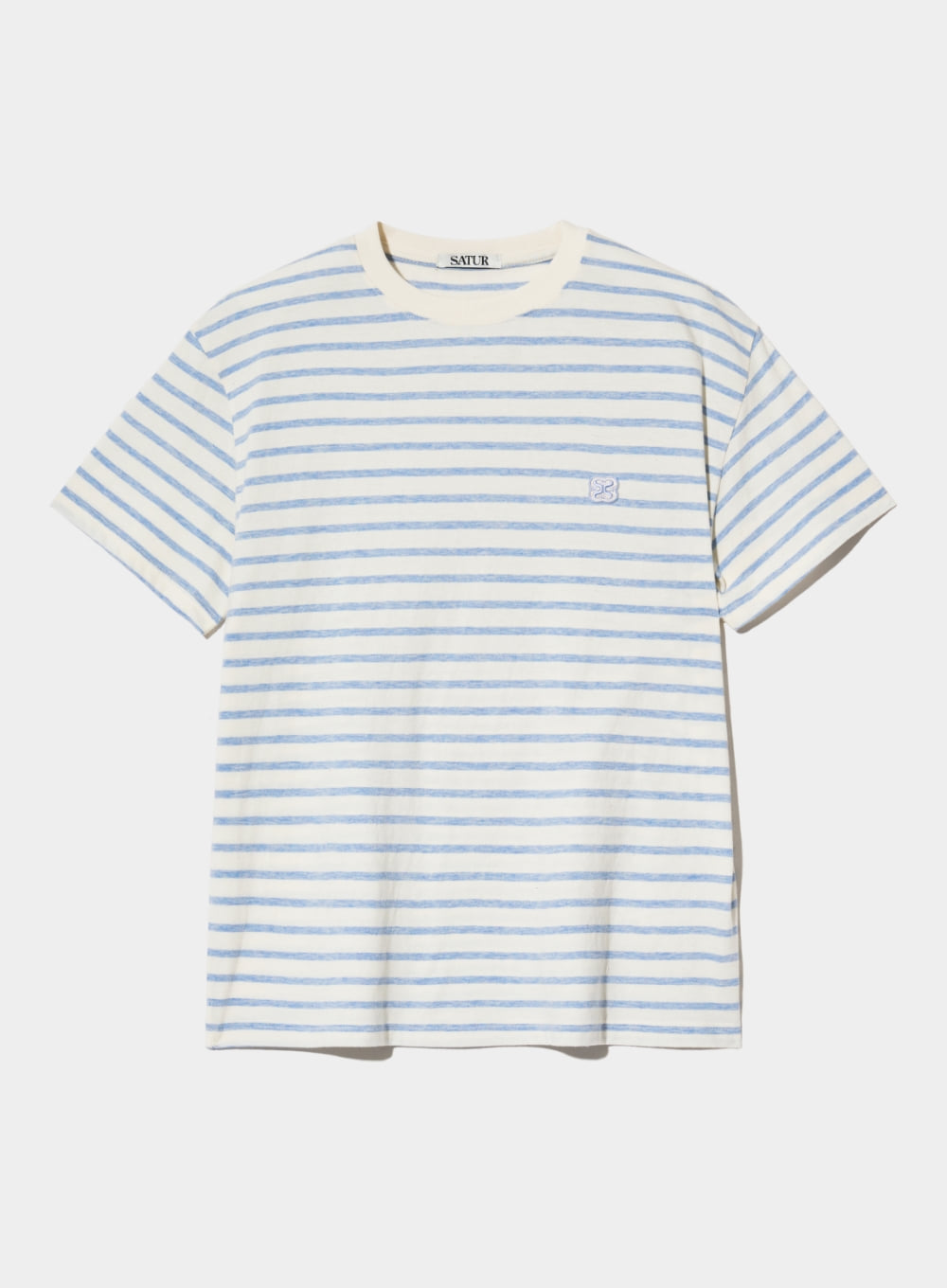 [satur] (W) All Day Basic Stripe T-Shirt - Blue