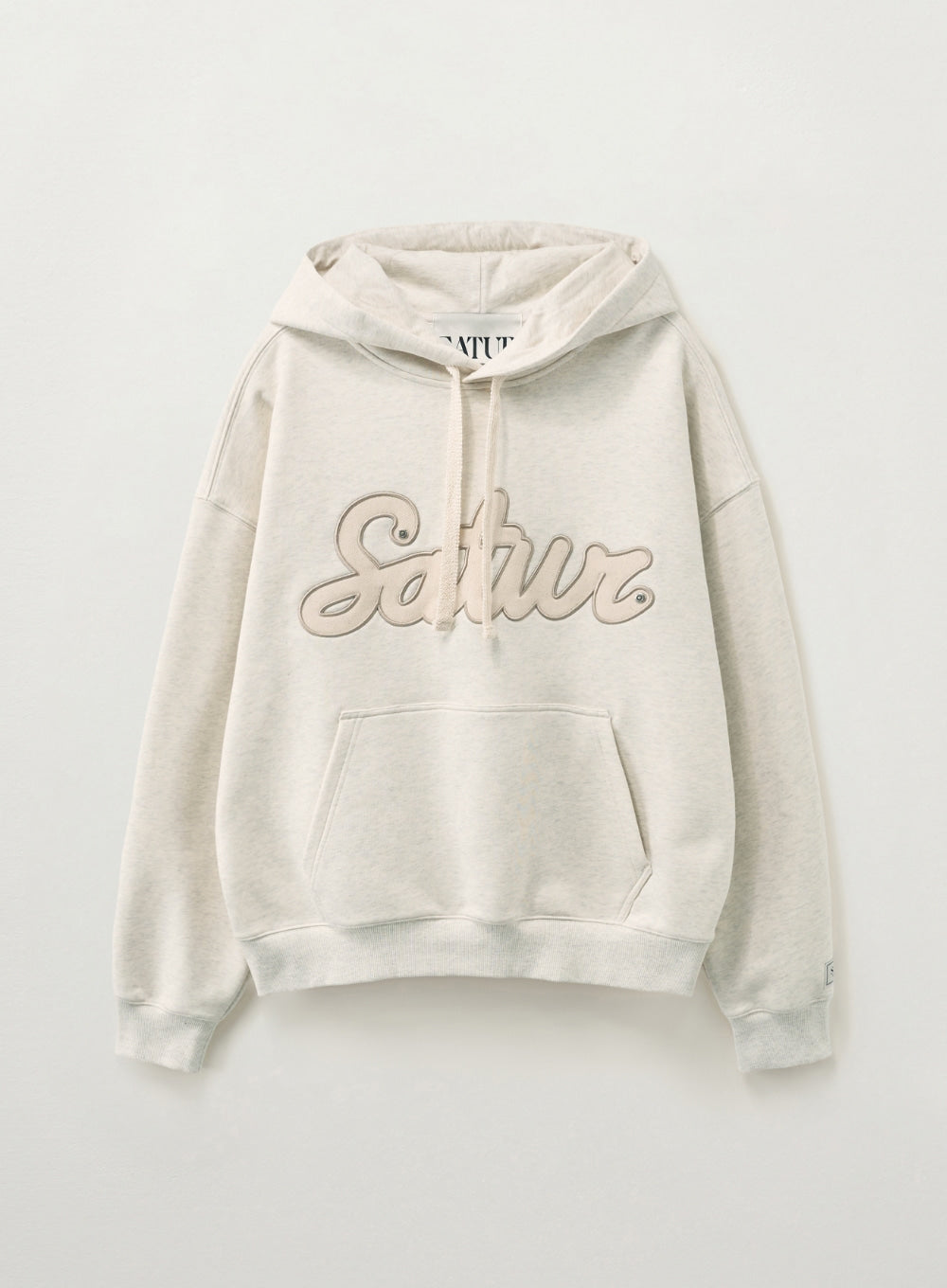 satur Lugo Denim Patch Hoodie - Oatmeal