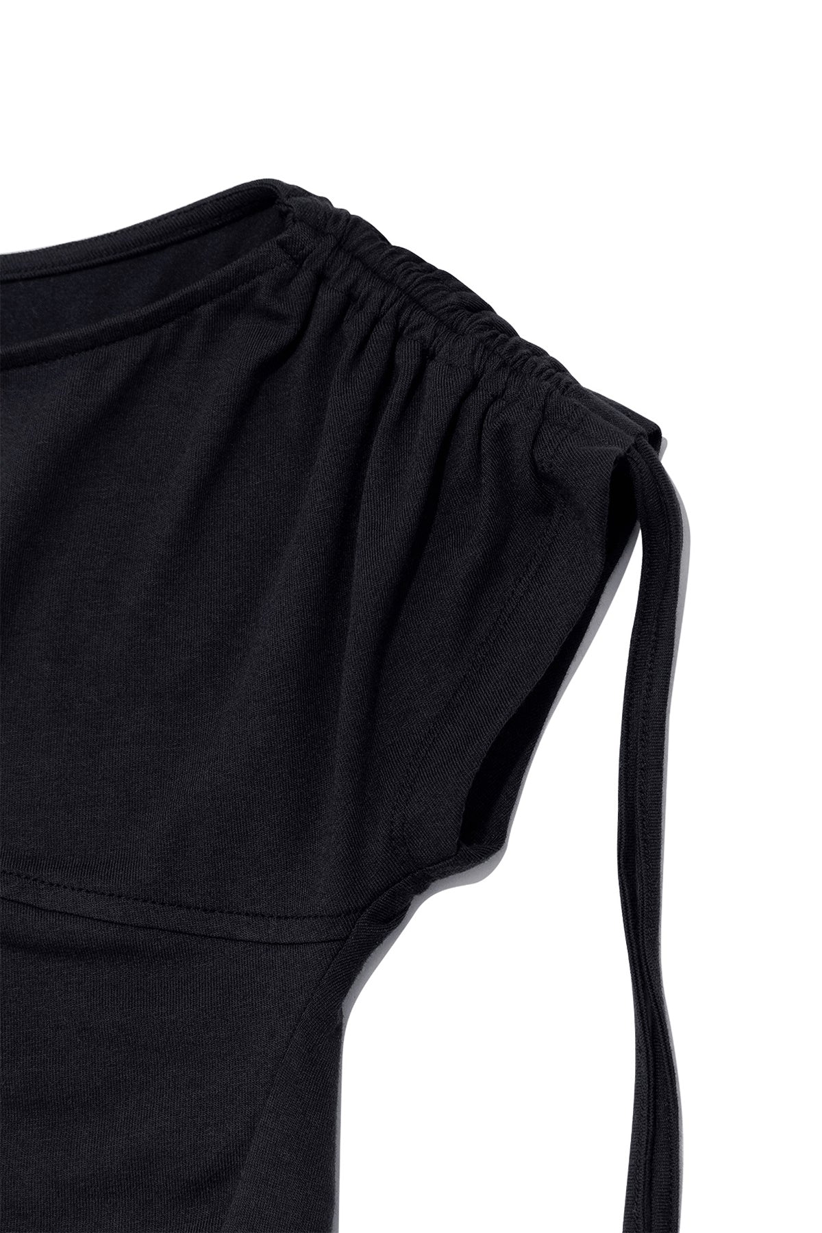 Matinkim String Off Shoulder Slim Top IN Charcoal