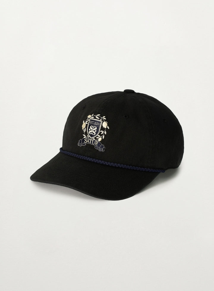Satur Crest Logo Loop Ball Cap - Black