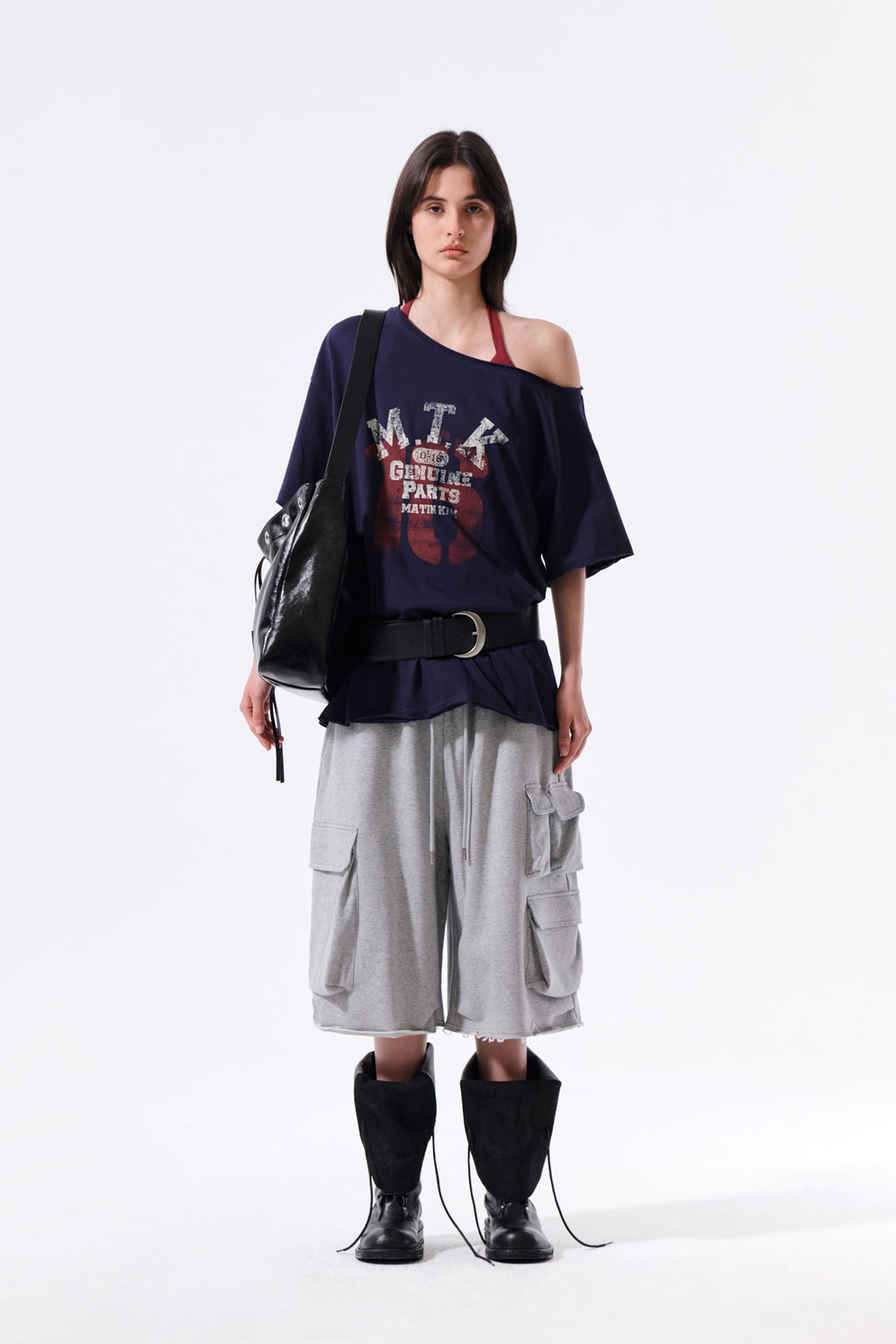 [matinkim] Terry Utility Pocket Bermuda Pants IN Grey