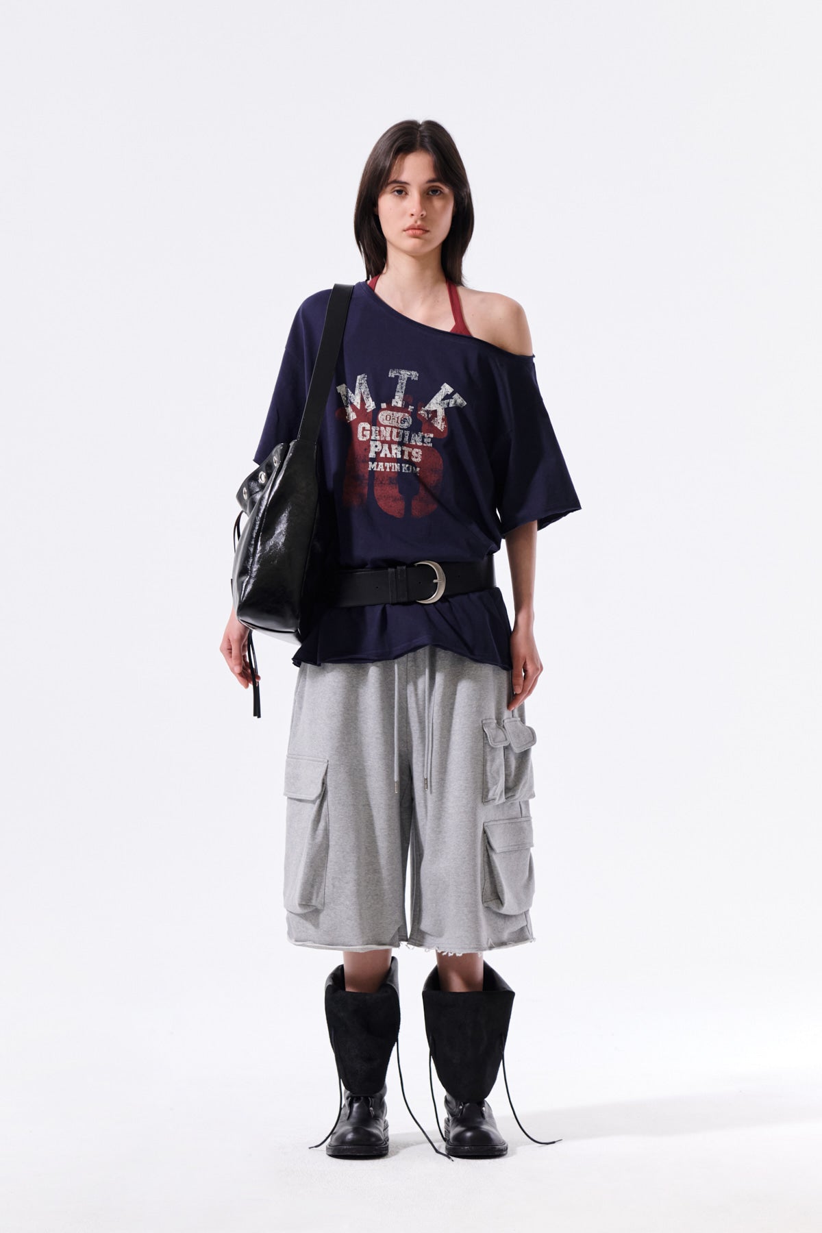 [matinkim] Terry Utility Pocket Bermuda Pants IN Grey