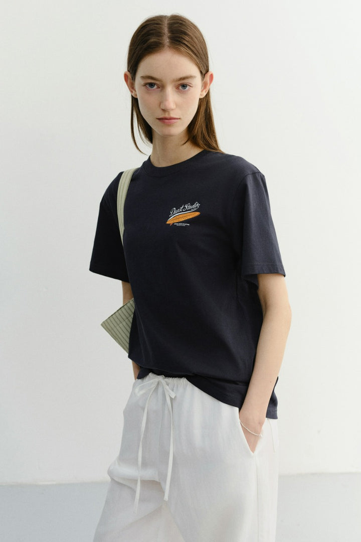 Dunst Unisex Summer Holiday Surf Board T-Shirt French Navy