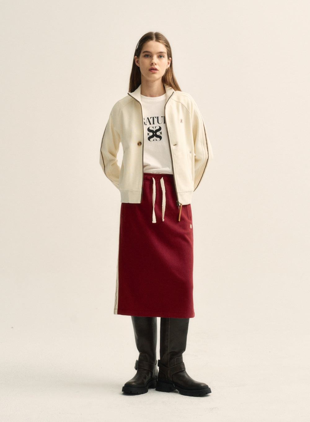 [satur] (W) Lawton All Day Track Zip-up Jacket - Resort Cream