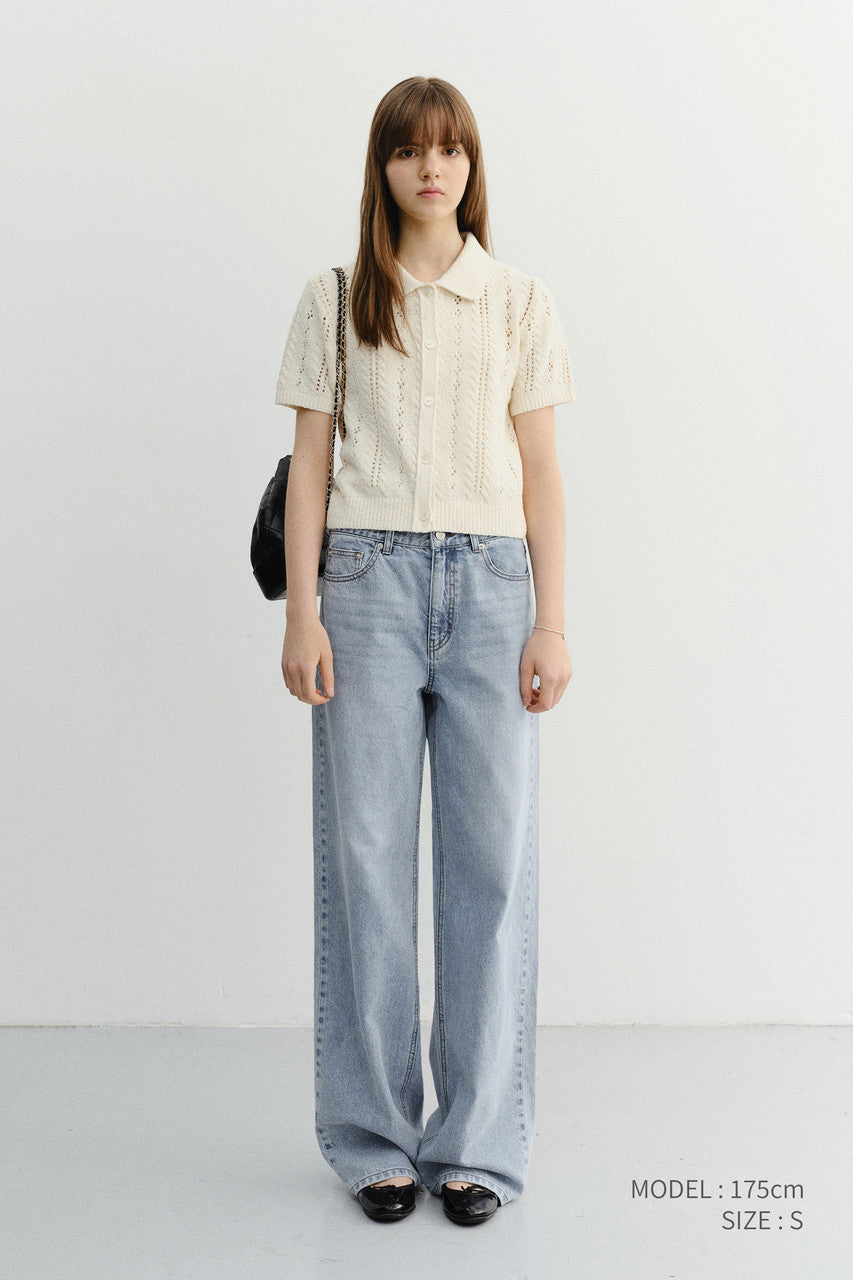 Dunst Collared Half Sleeve Cardigan Cream