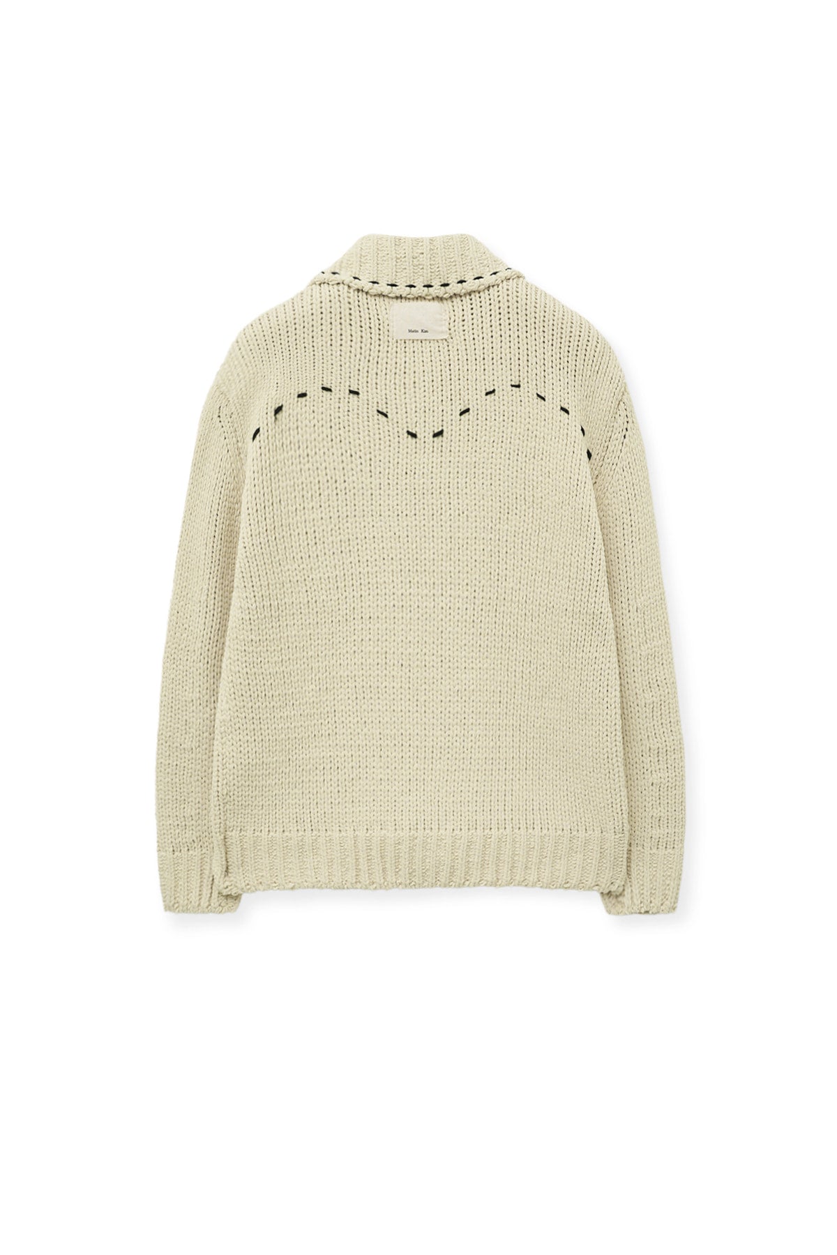 [matinkim] HANDMADE COLLAR KNIT CARDIGAN FOR MEN IN BUTTER