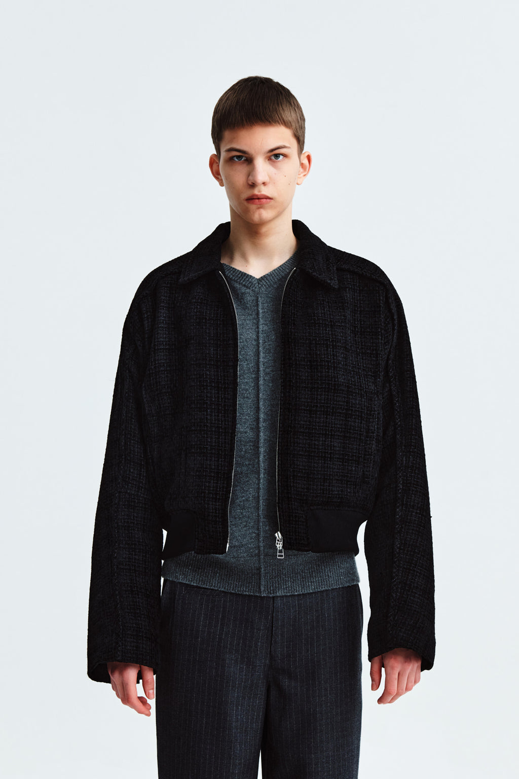 Matinkim Tweed Blouson Jumper For Men IN Black