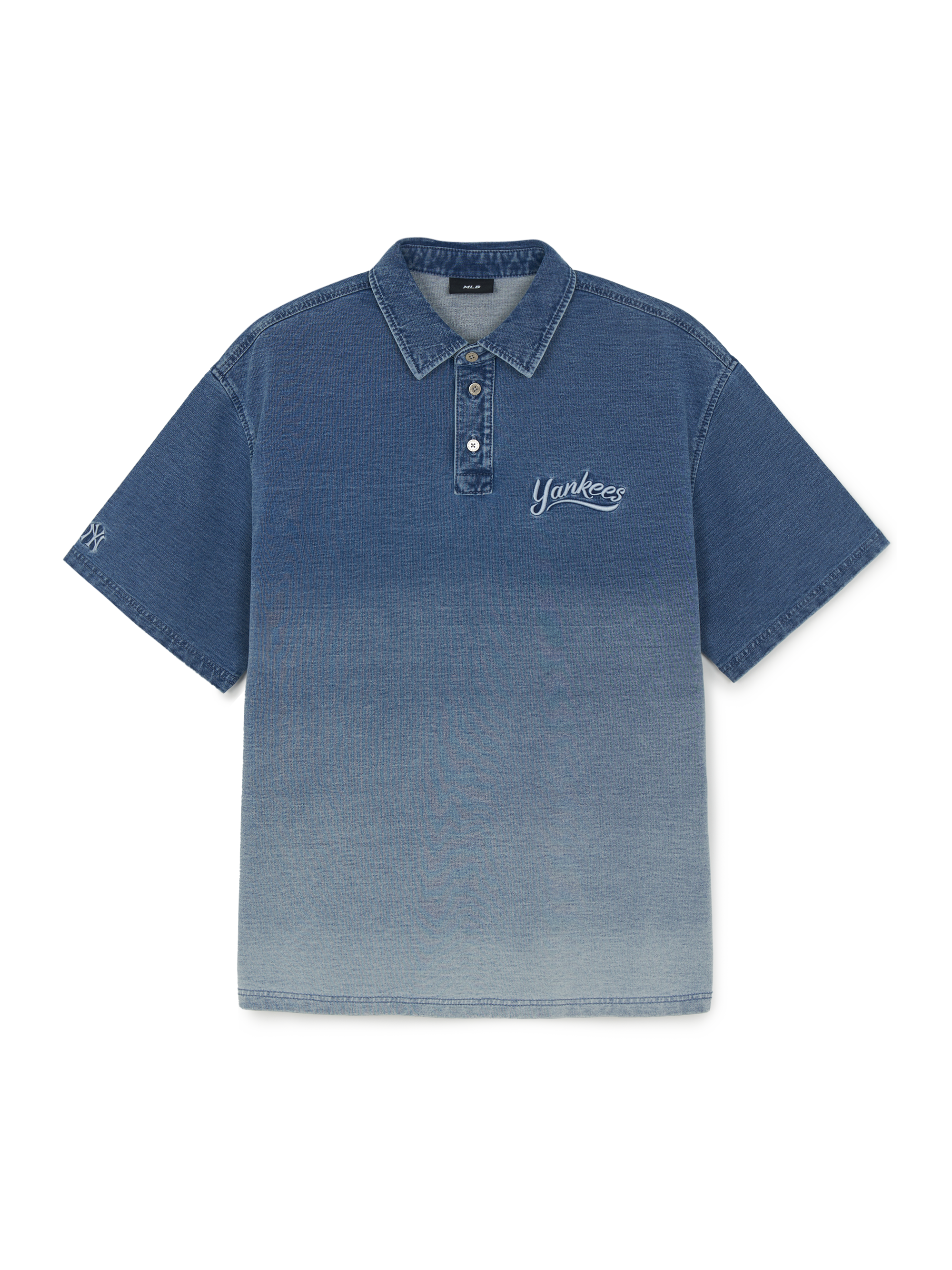 MLB Korea Basic Small Logo Stretched Denim Polo Shirt