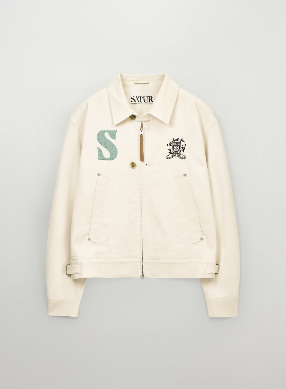 Satur Crest Logo Collar Jacket - Cream