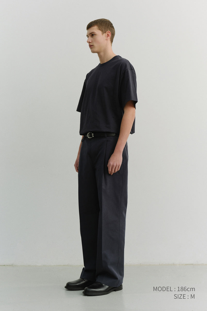 Dunst Pleated Chino Slacks Navy