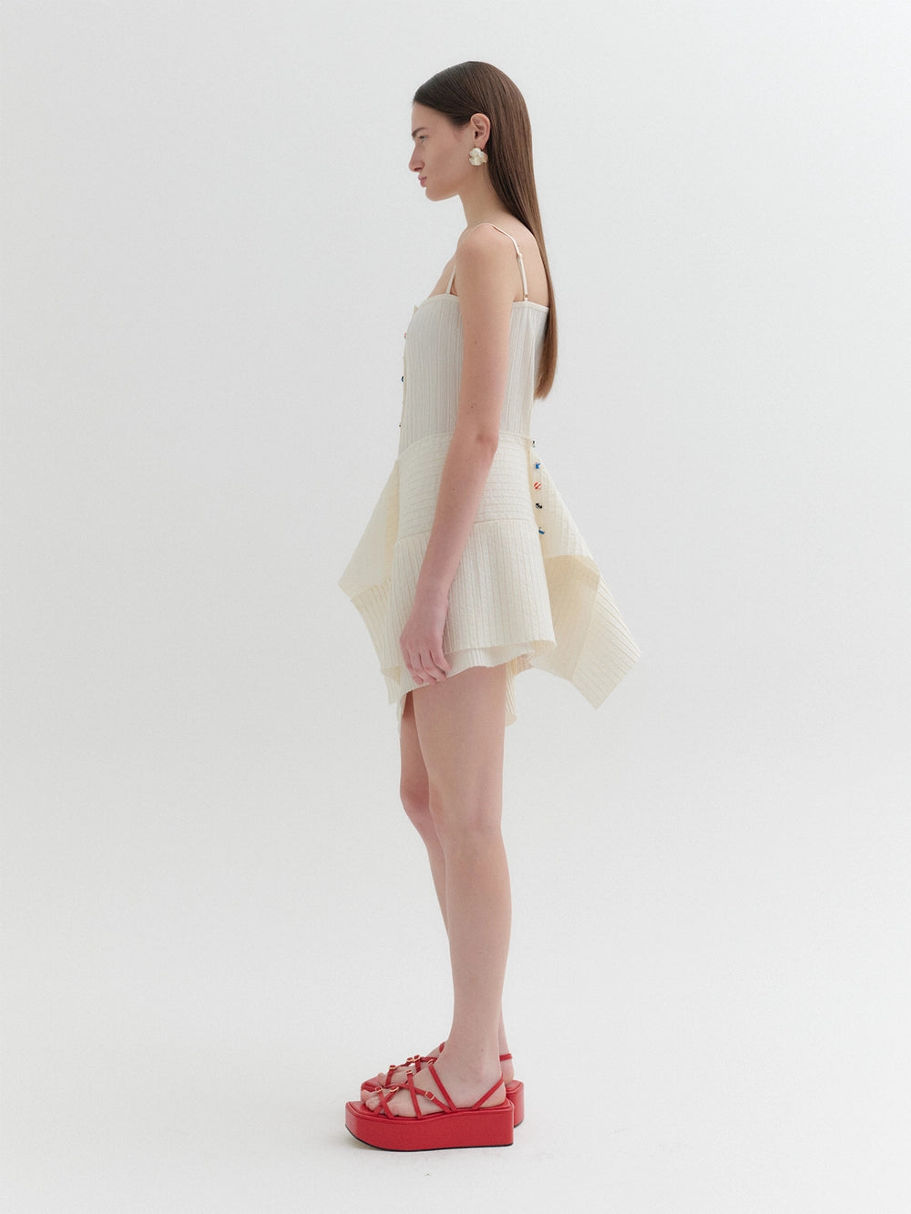 EENK Pleated Button-Up Dress - Ivory