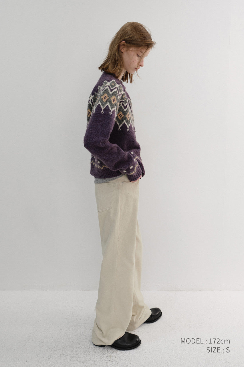 Dunst Unisex Chunky Pattern Cardigan Purple