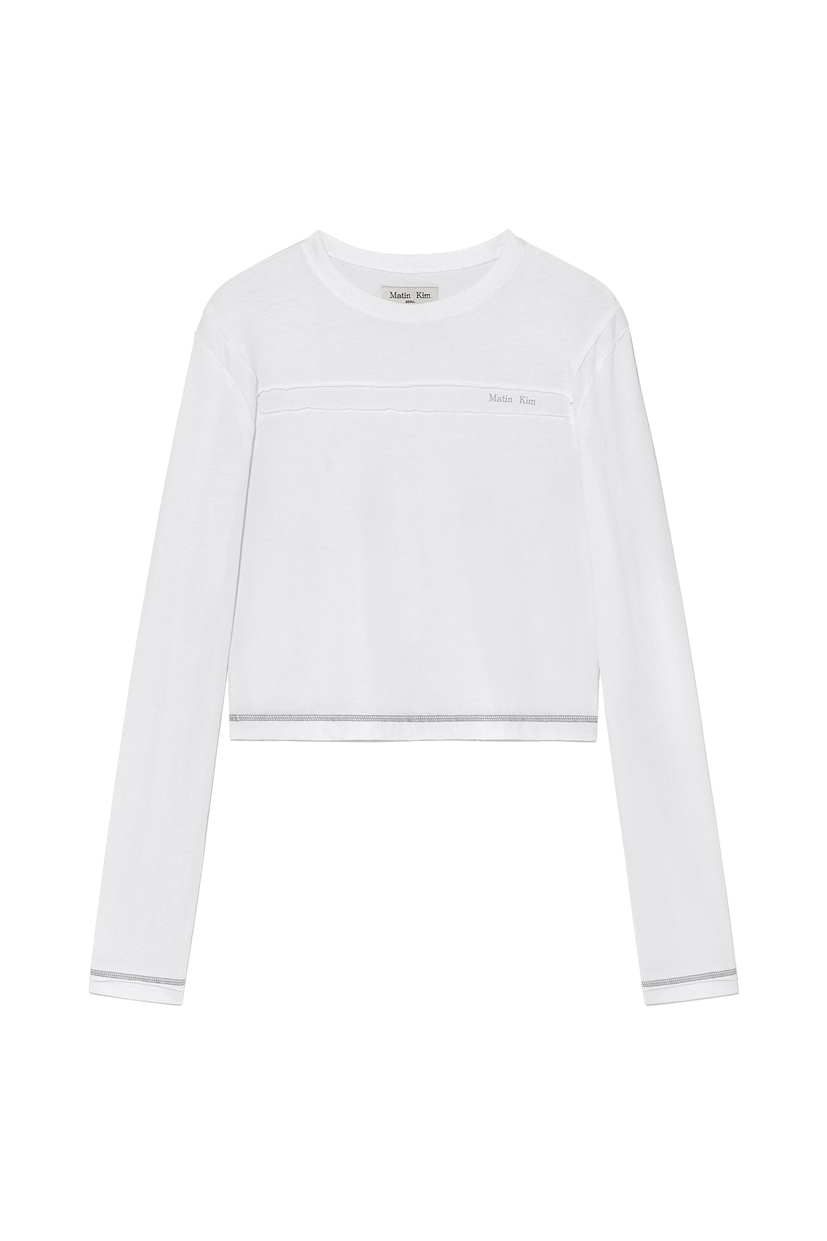Matinkim Cut Line Detail Long Sleeve Logo Top IN White