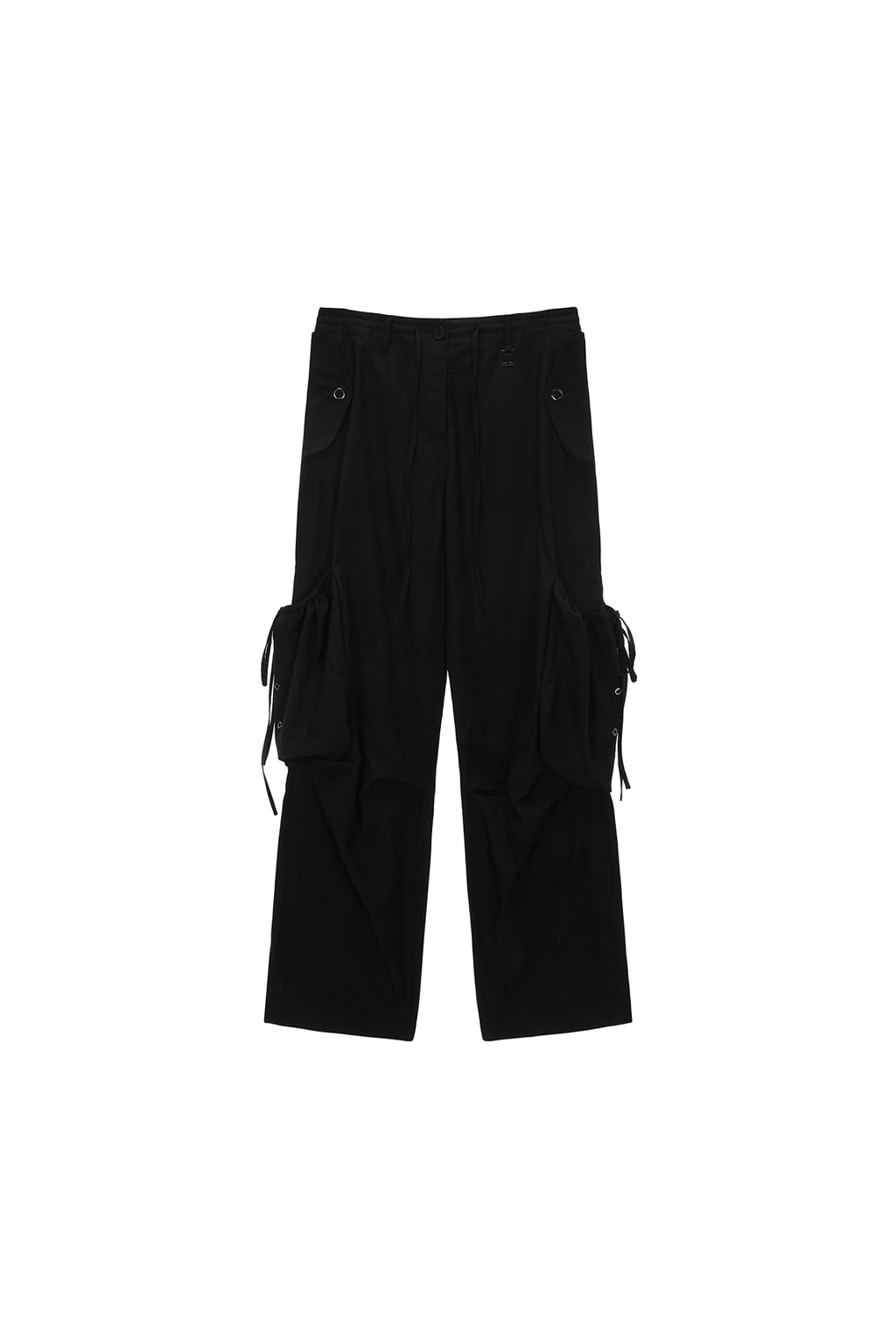 Matinkim String Point Big Pocket Cargo Pants IN Black