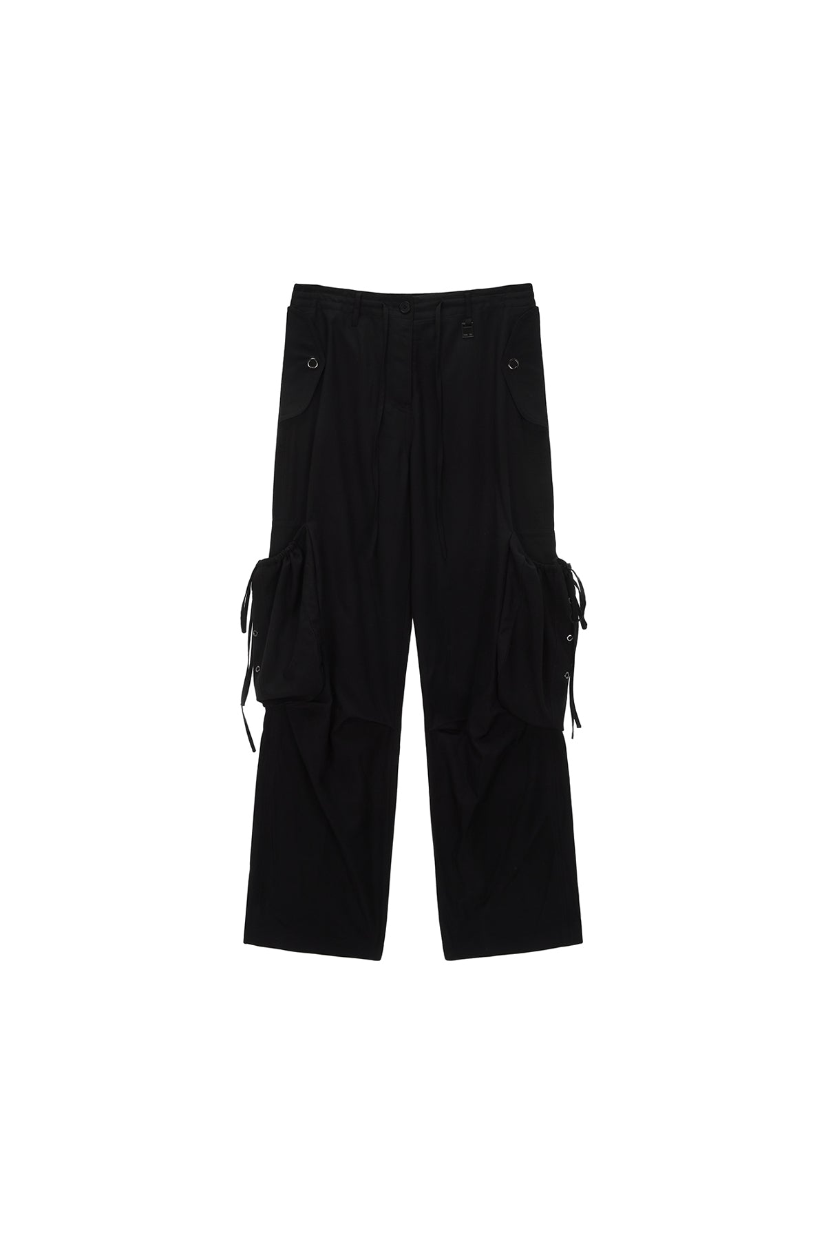 Matinkim String Point Big Pocket Cargo Pants IN Black