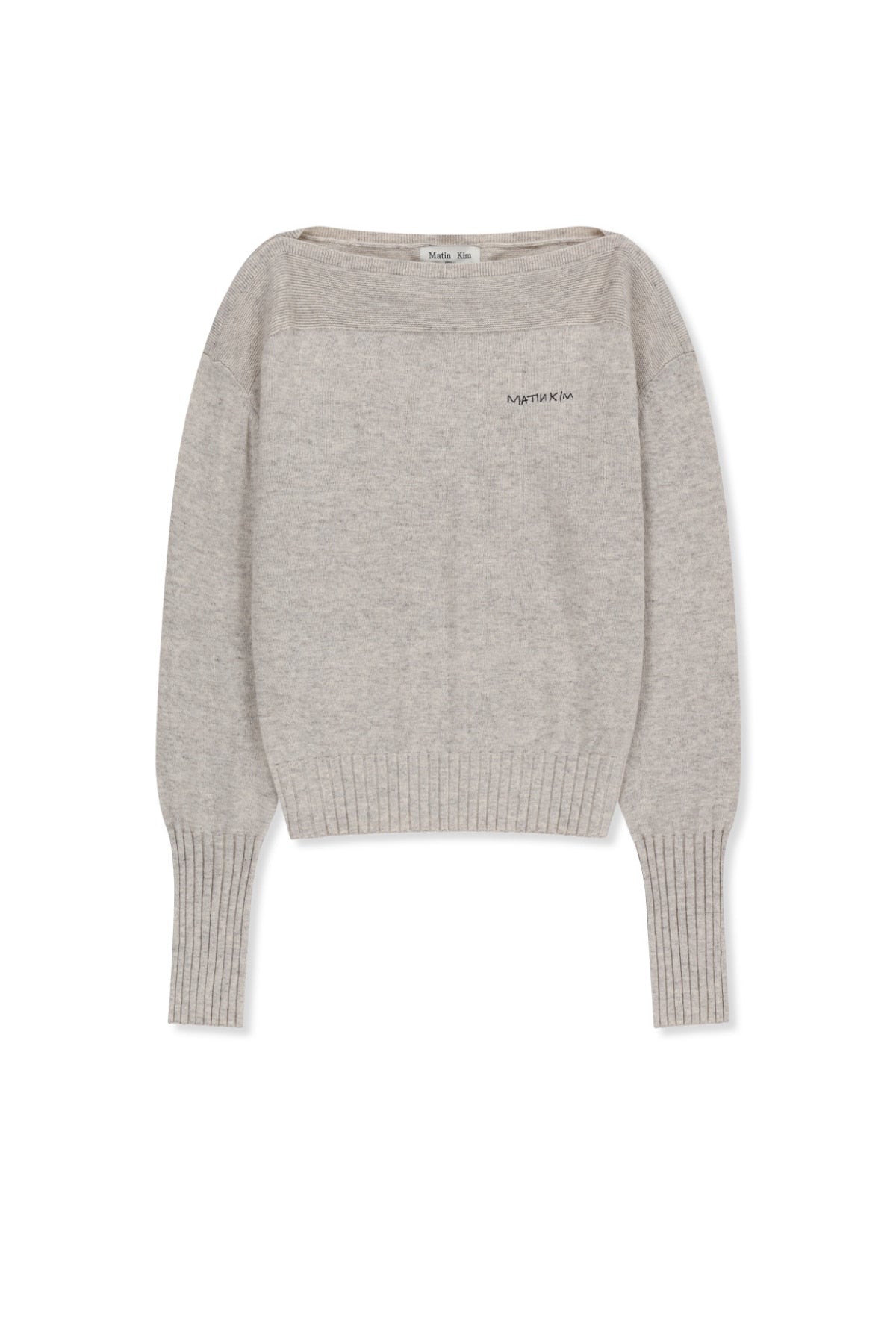 Matinkim Boat Neck Volume Sleeve Knit Pullover IN Light Beige
