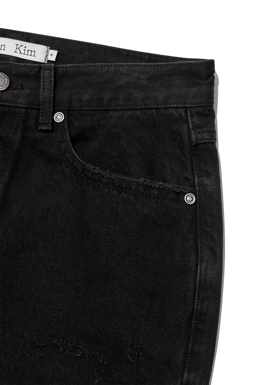 [matinkim] DAMAGE TURN UP DENIM PANTS IN BLACK