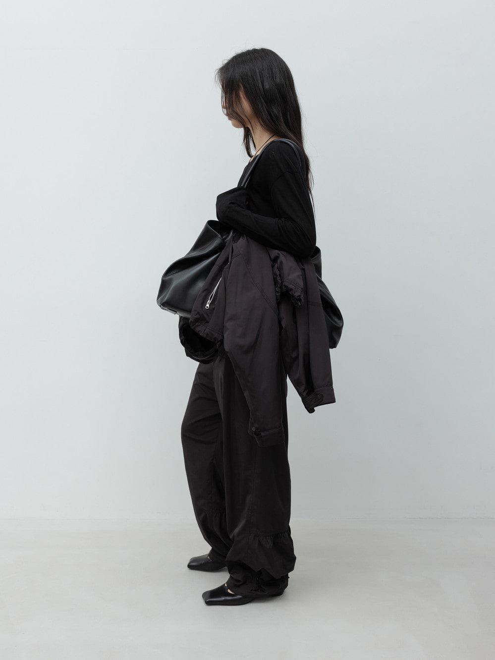 Low Classic Wool Tencel Long Sleeve T-Shirt Black