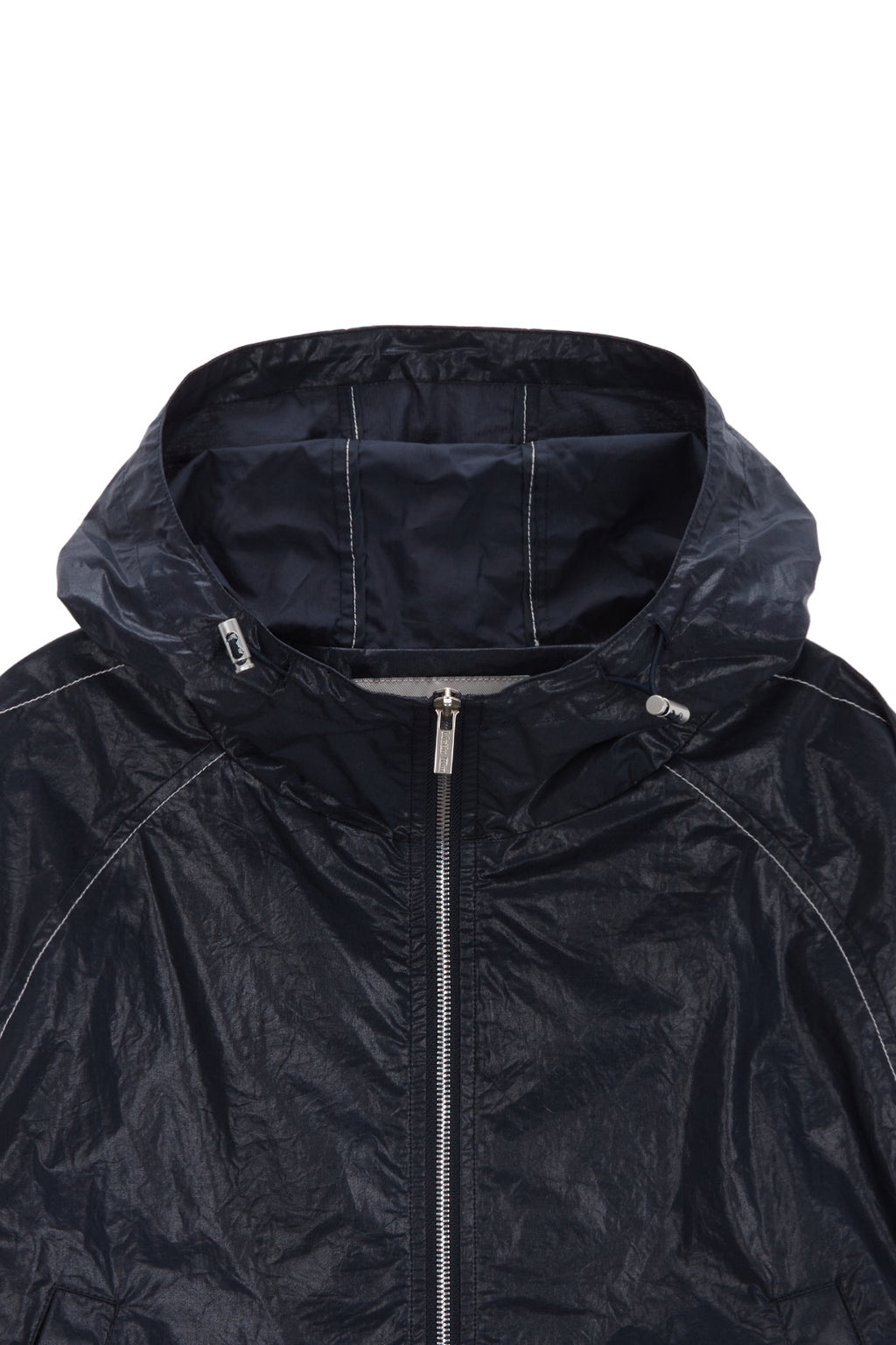 [matinkim] MATIN CROP HOODY COATING JUMPER IN NAVY