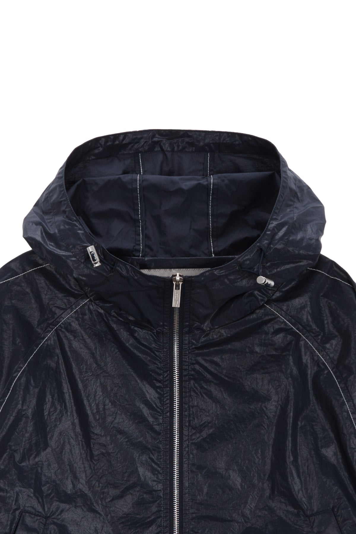 [matinkim] MATIN CROP HOODY COATING JUMPER IN NAVY