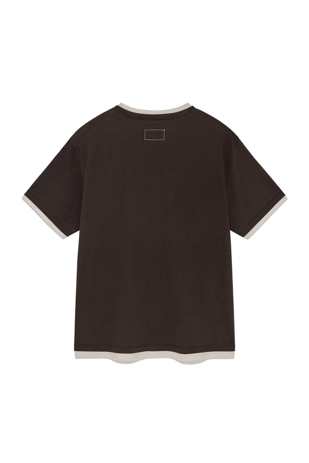 [matinkim] COLOR POINT LAYERED TOP FOR MEN IN BROWN