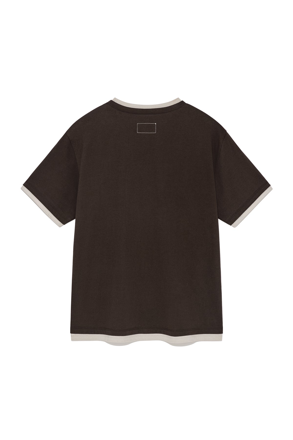 [matinkim] COLOR POINT LAYERED TOP FOR MEN IN BROWN
