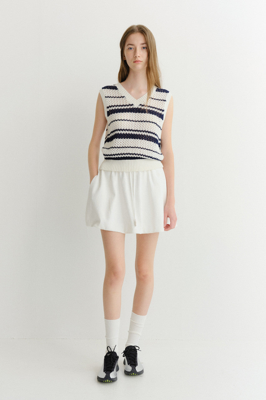 Dunst Unisex Chunky Striped Knit Vest Navy