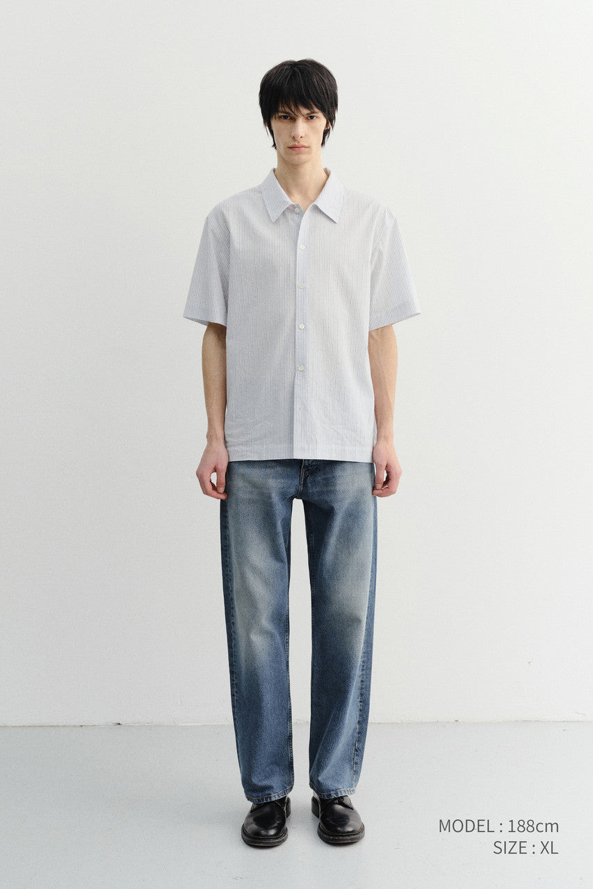 Dunst Unisex Holiday Striped Shirt Soft Blue Stripe