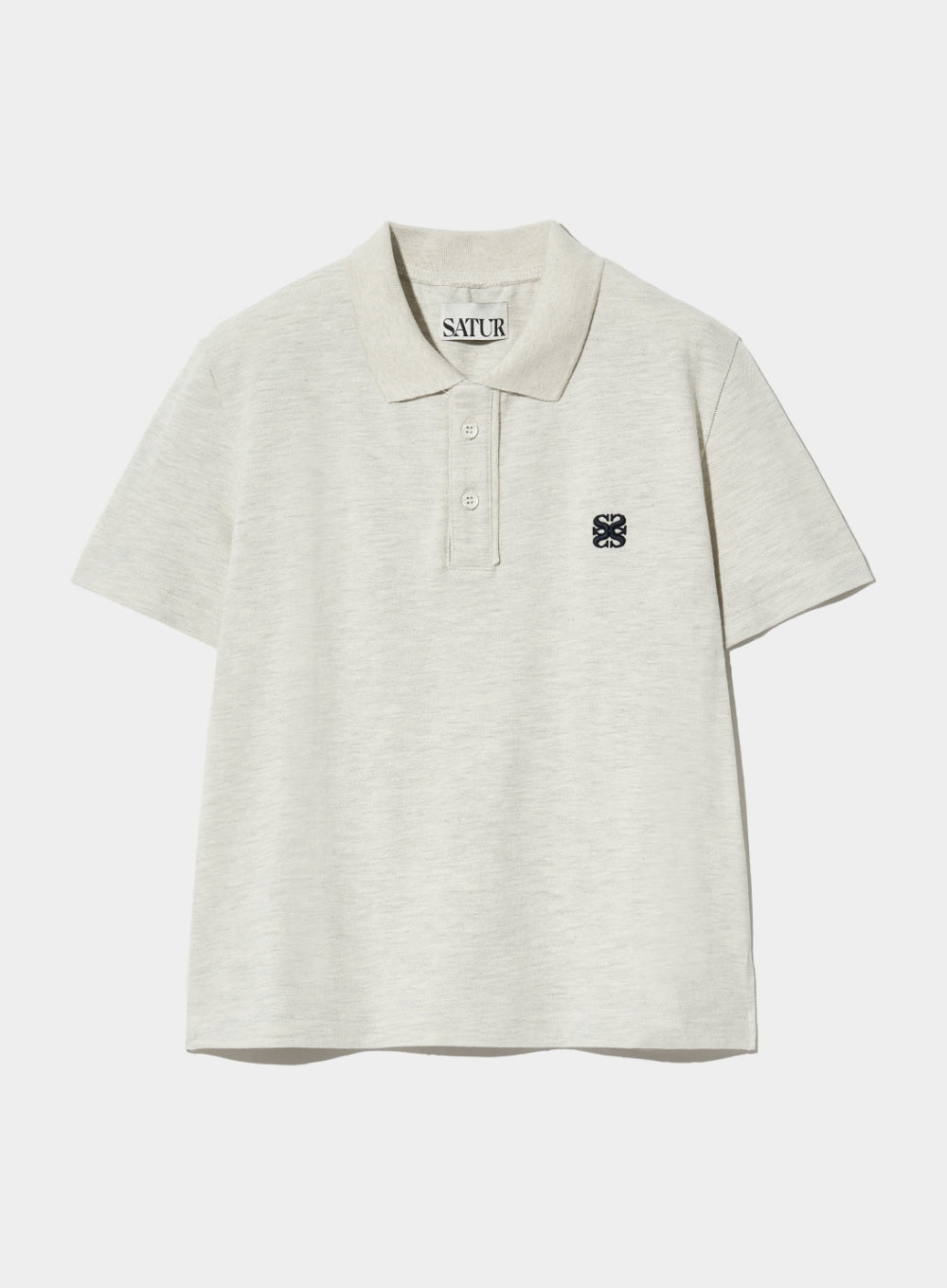[satur] (W) Basic Pique Polo T-Shirt - Melange Ivory