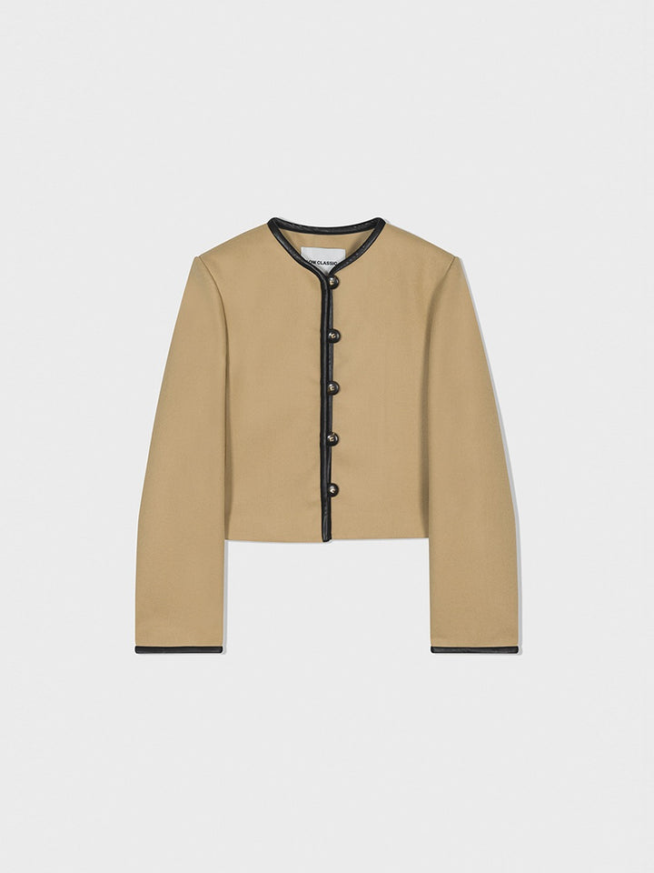 Low Classic New Round Neck Short Jacket Beige