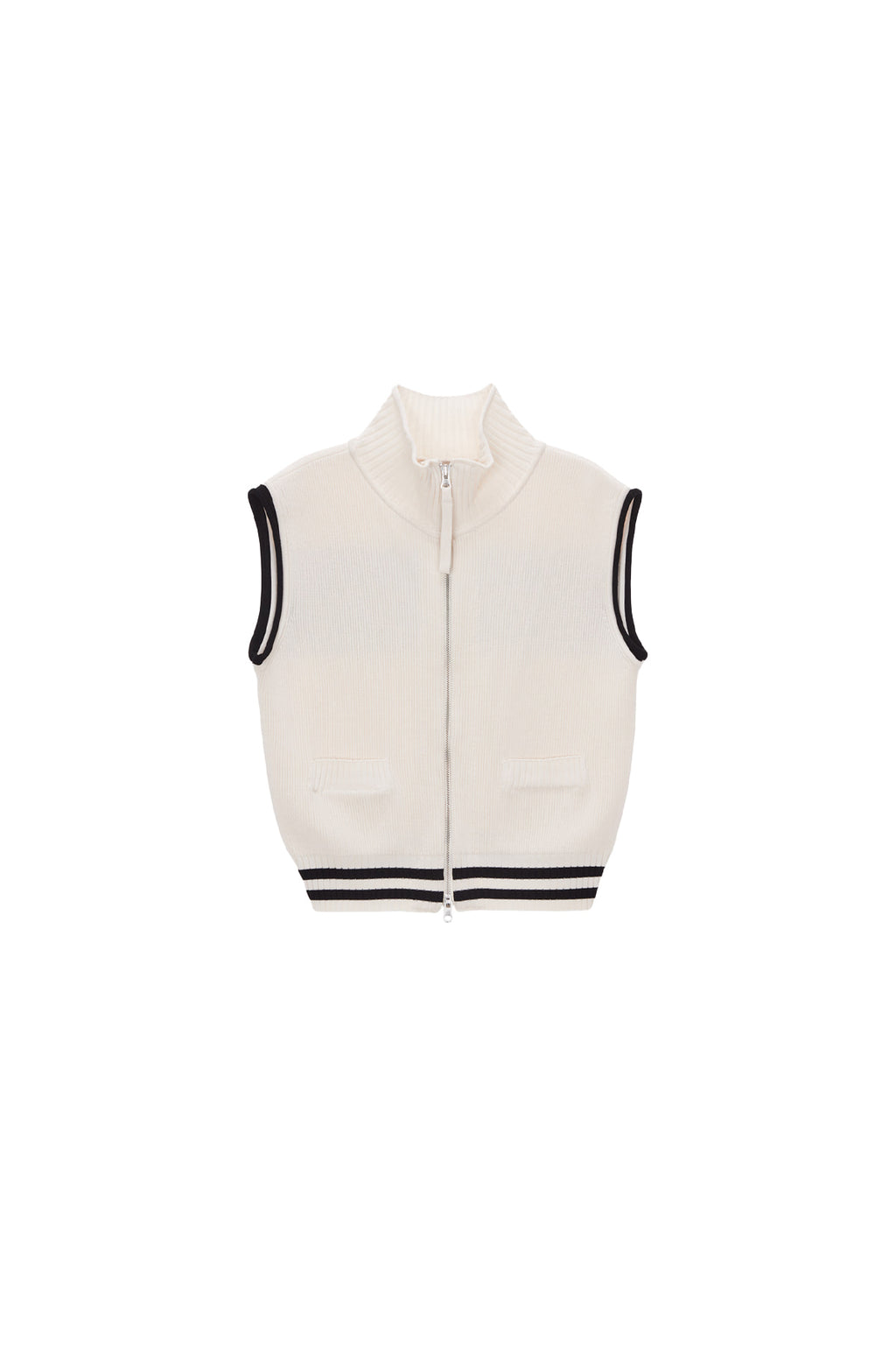 [matinkim] SPELL POINT STRIPE KNIT VEST IN IVORY