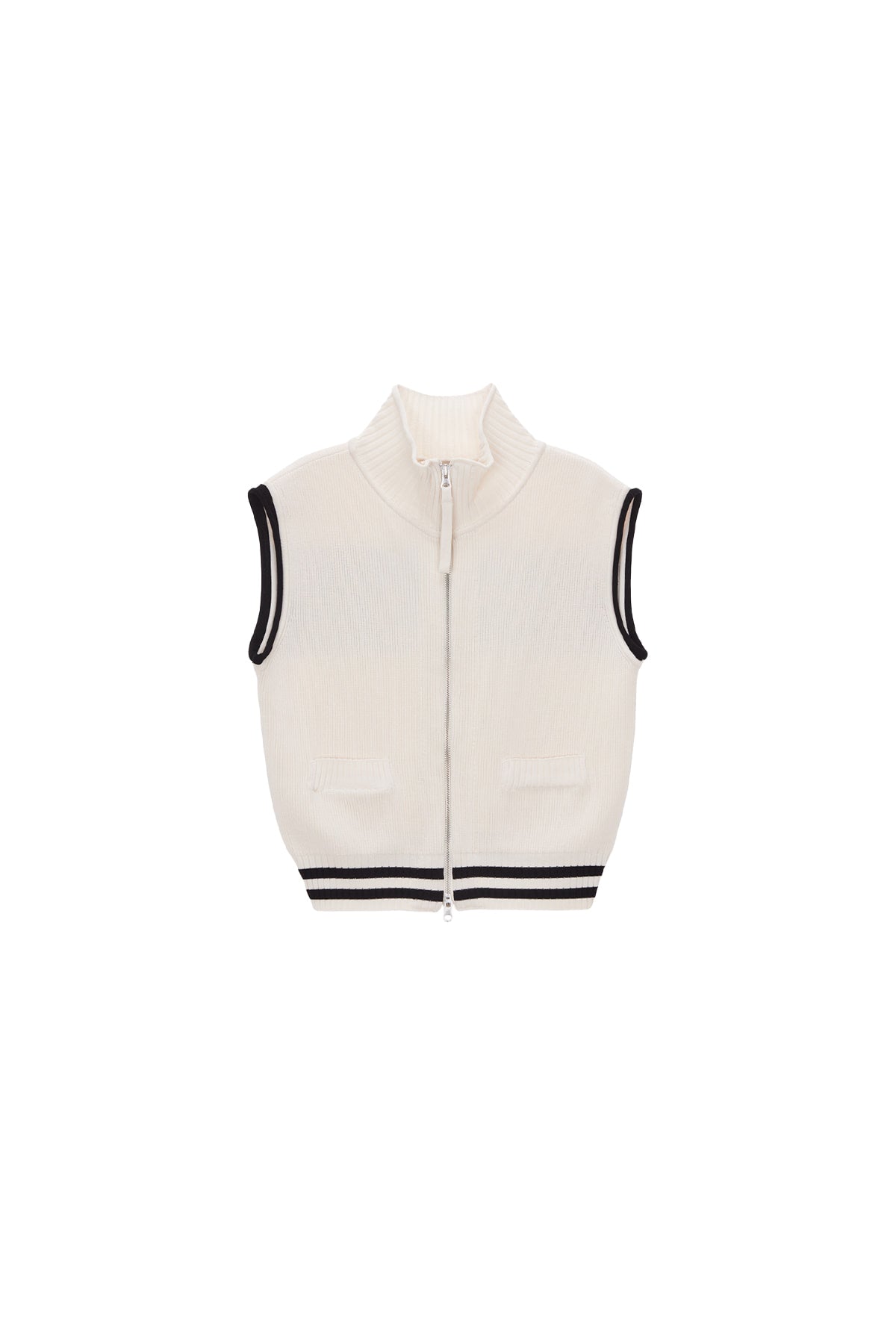 [matinkim] SPELL POINT STRIPE KNIT VEST IN IVORY