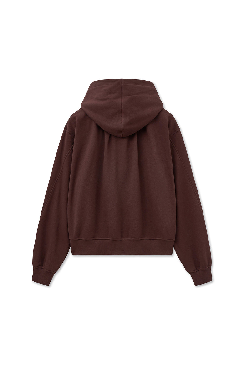 [matinkim] DRAWSTRING POINT ZIP UP HOODY IN BURGUNDY