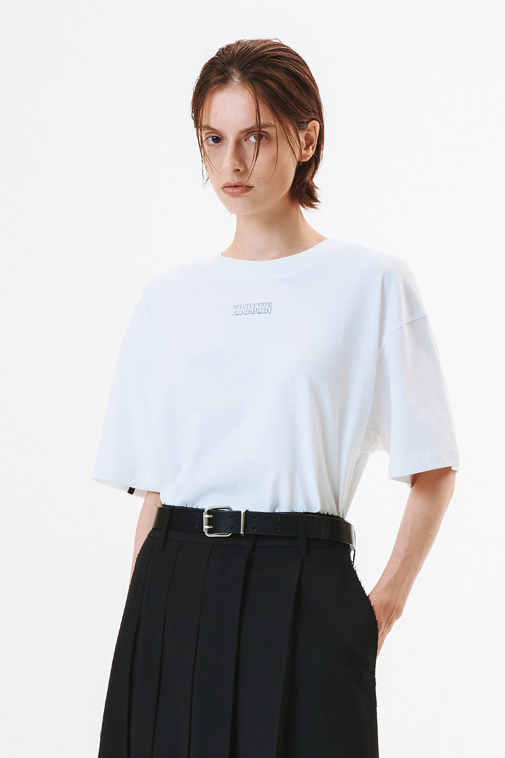 Matinkim Matin Kim Logo Embroidery Oversize Top IN White
