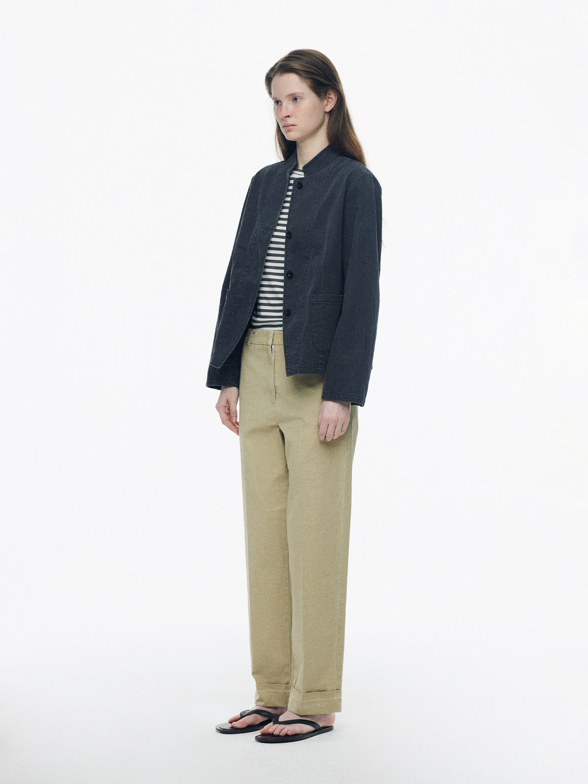 Nothing Written Frame cuff trousers (Light beige)