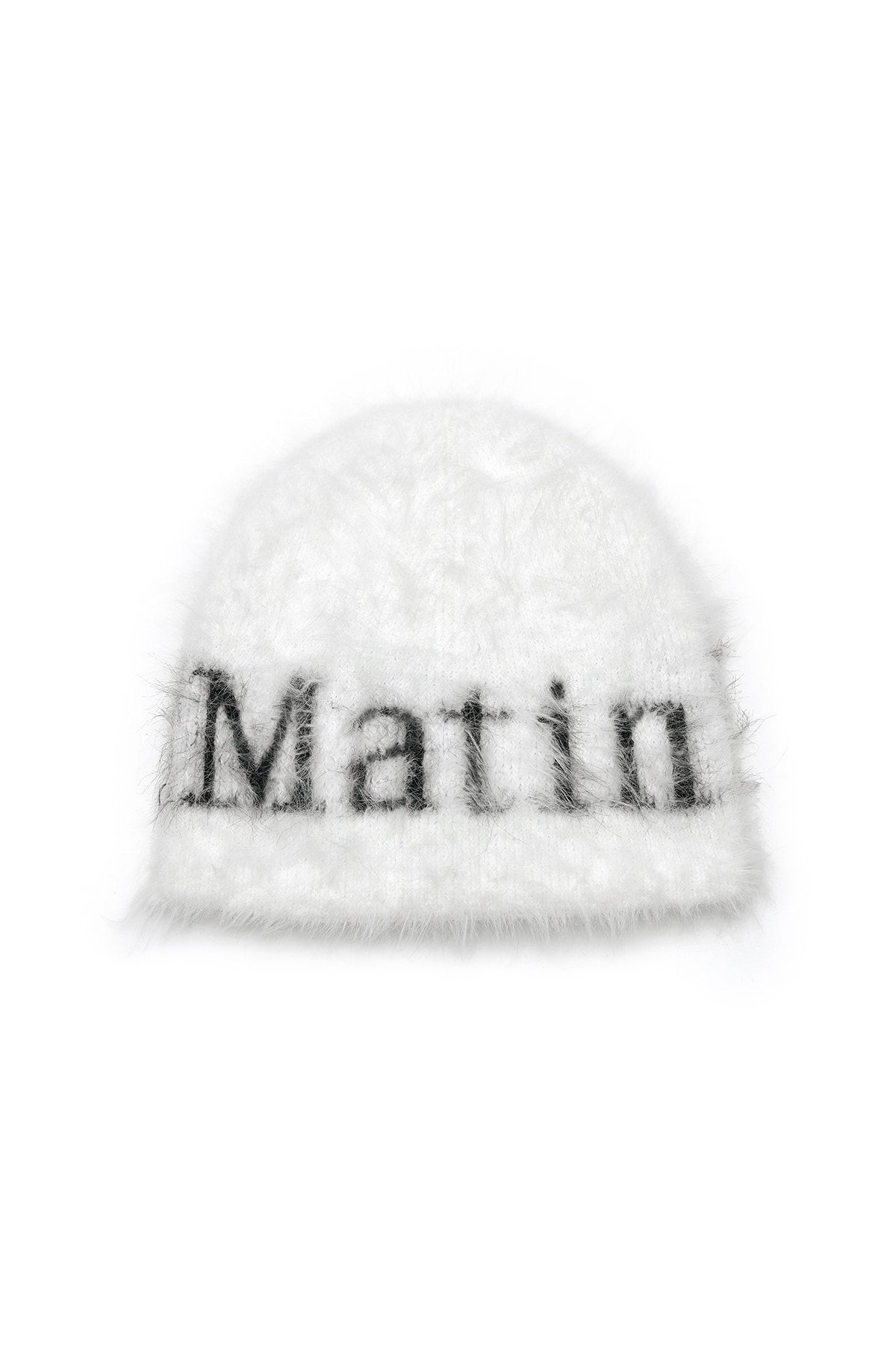 MATIN HAIRY KNIT BEANIE IN WHITE