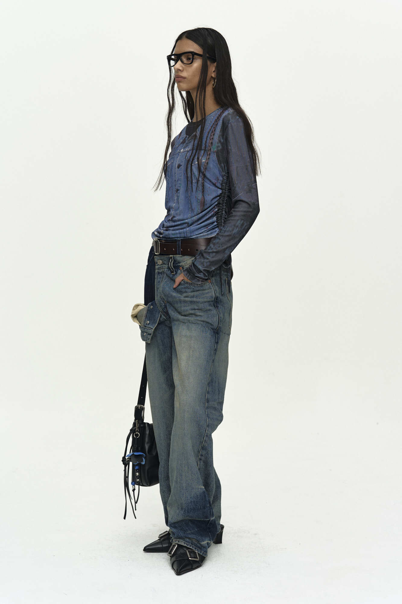 Andersson Bell Denim Collage Printed Top