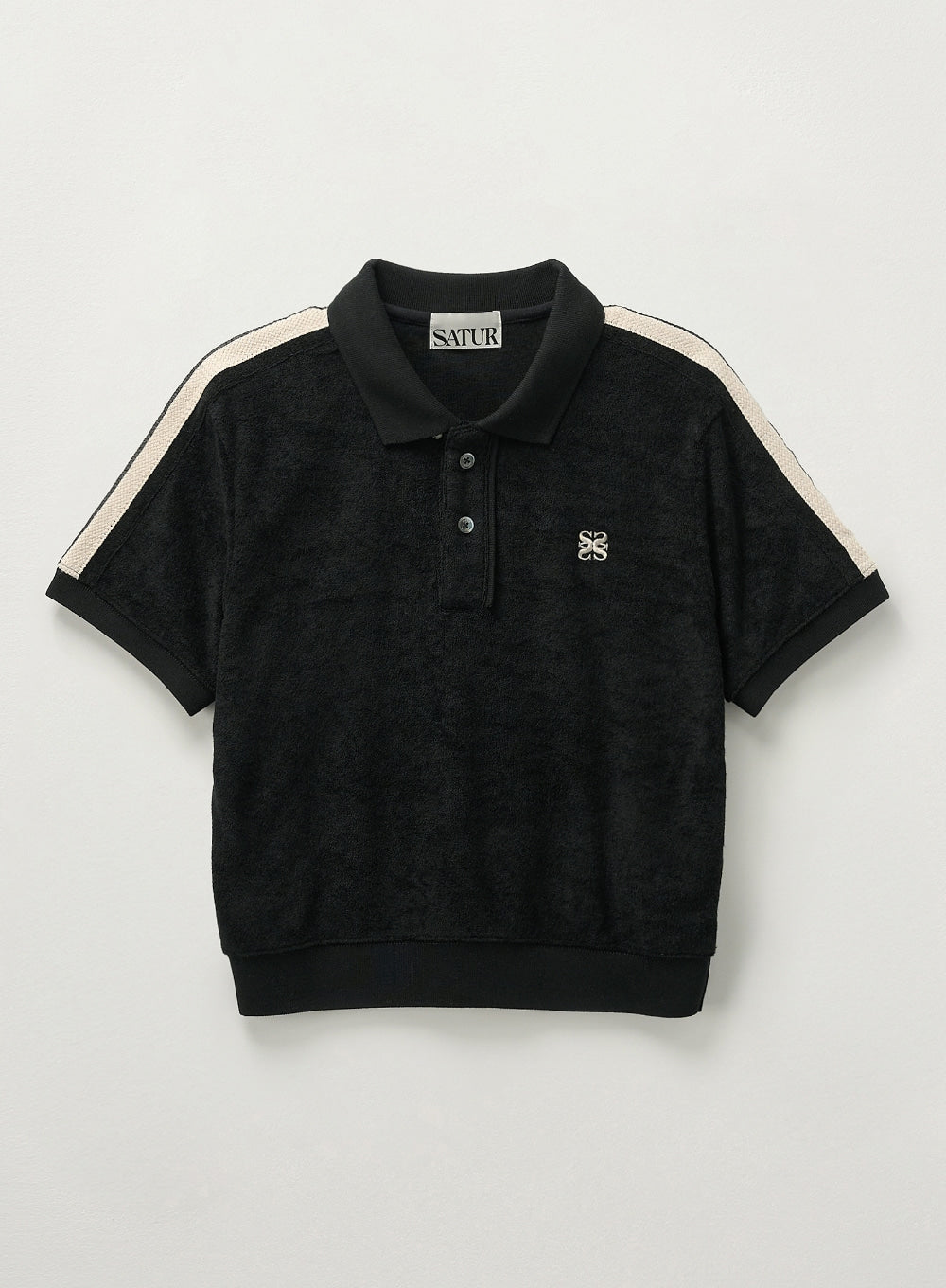 [satur] (W) Lawton Terry Pique Polo T-Shirt - Black