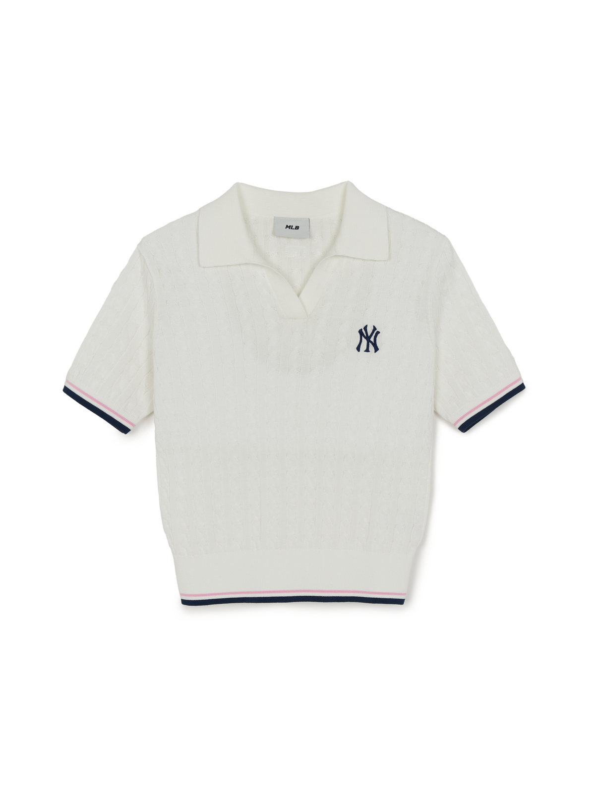 Mlb Women's Varsity Cable Open Collar Short Sleeve Knit Pullover