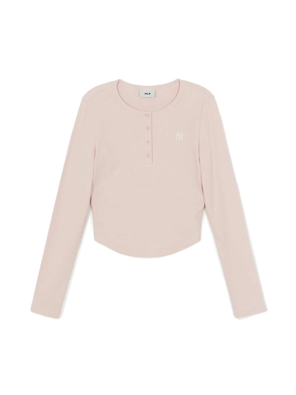 MLB Korea Women's Vintage Slim Ribbed Henley Neck Long Sleeve T-shirt