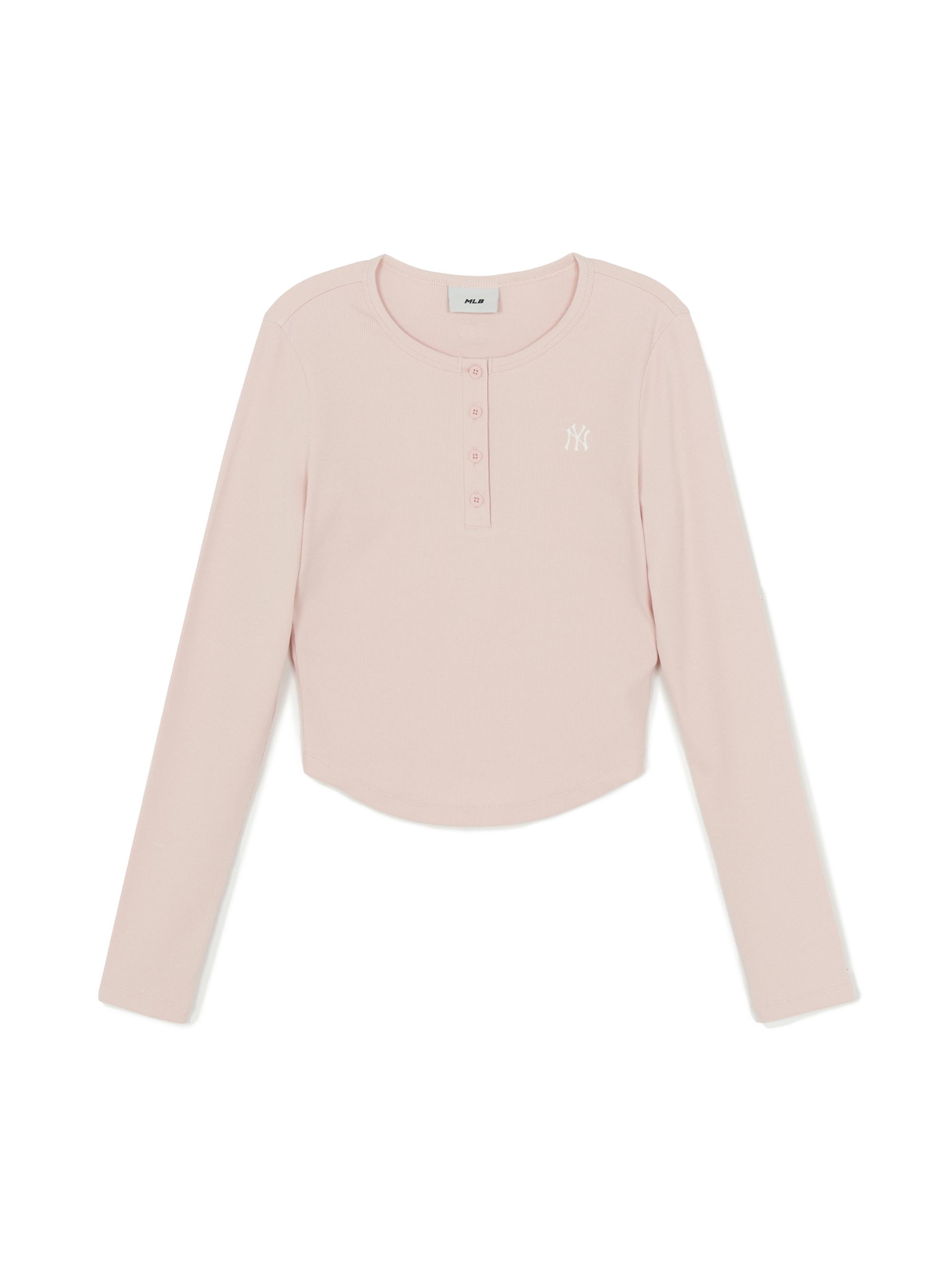 [mlb korea] Women's Vintage Slim Ribbed Henley Neck Long Sleeve T-shirt