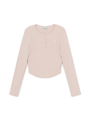 Mlb Women's Vintage Slim Ribbed Henley Neck Long Sleeve T-shirt