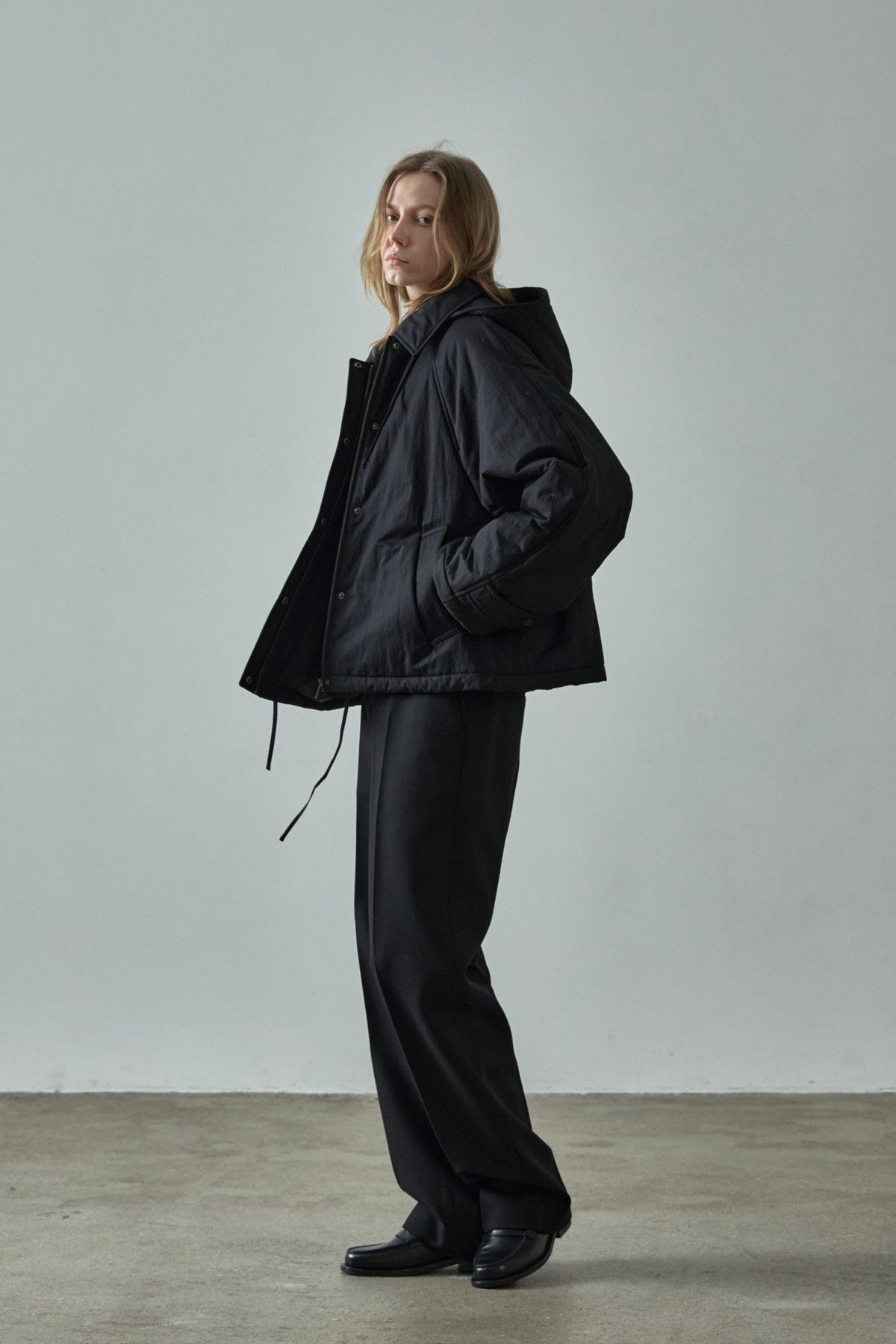 Facade Pattern Minimal Hoodie Padded Jacket black