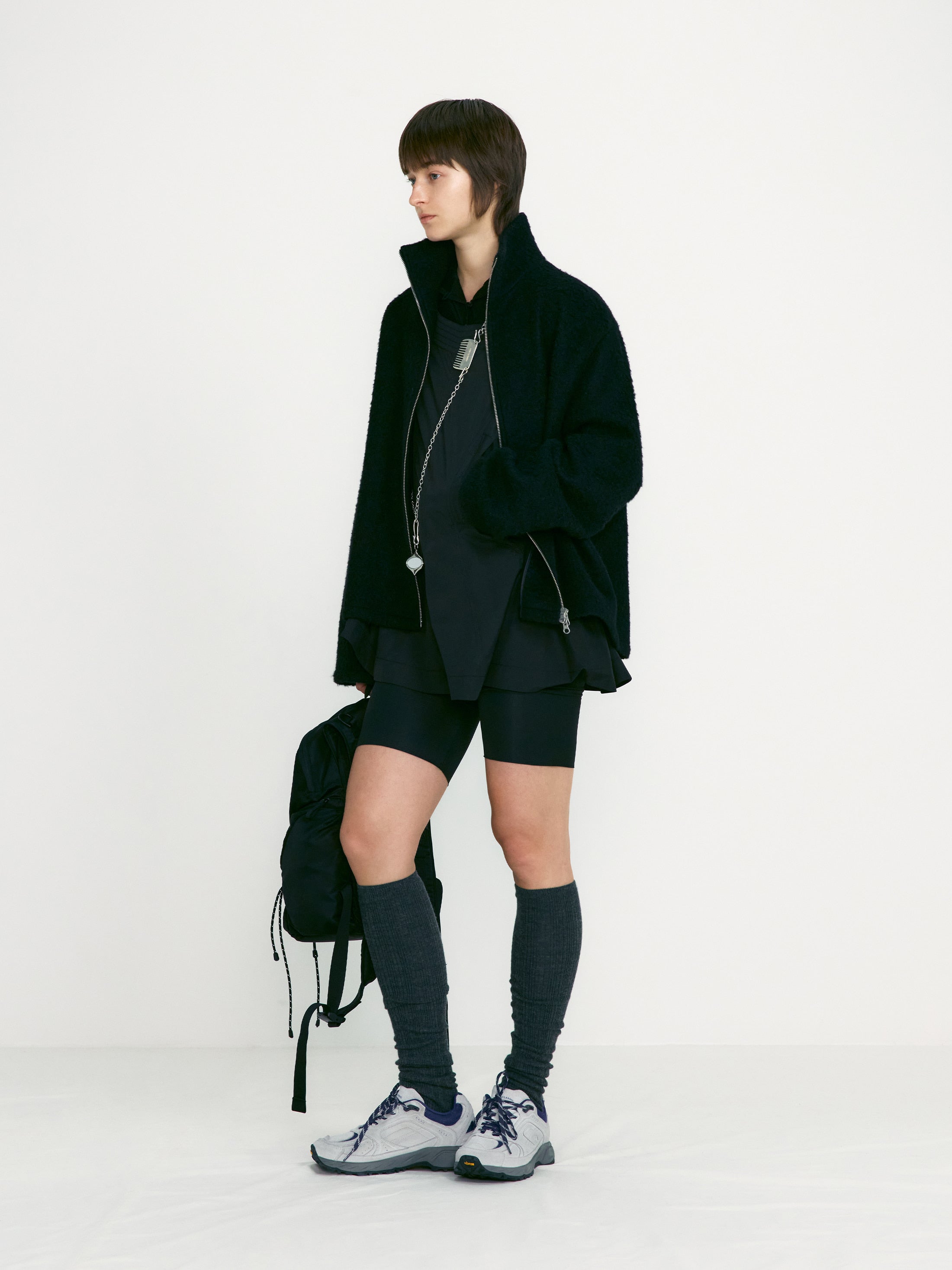 [low_classic] Hairy Boucle Zip Shirt Jacket
Black