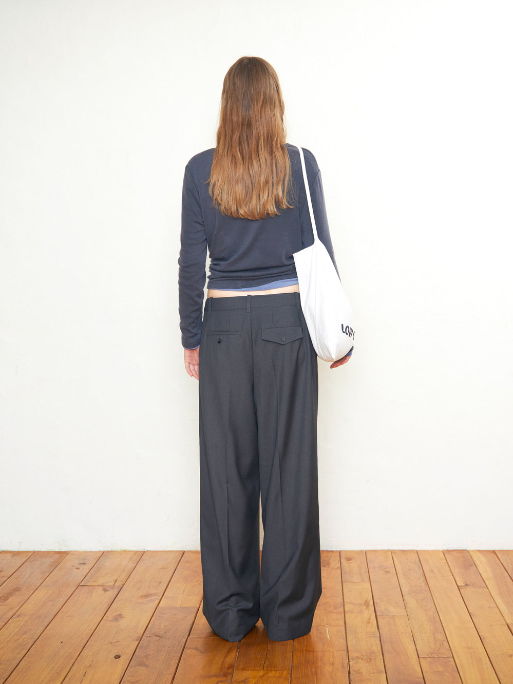 Low Classic Low-Rise Slacks Charcoal