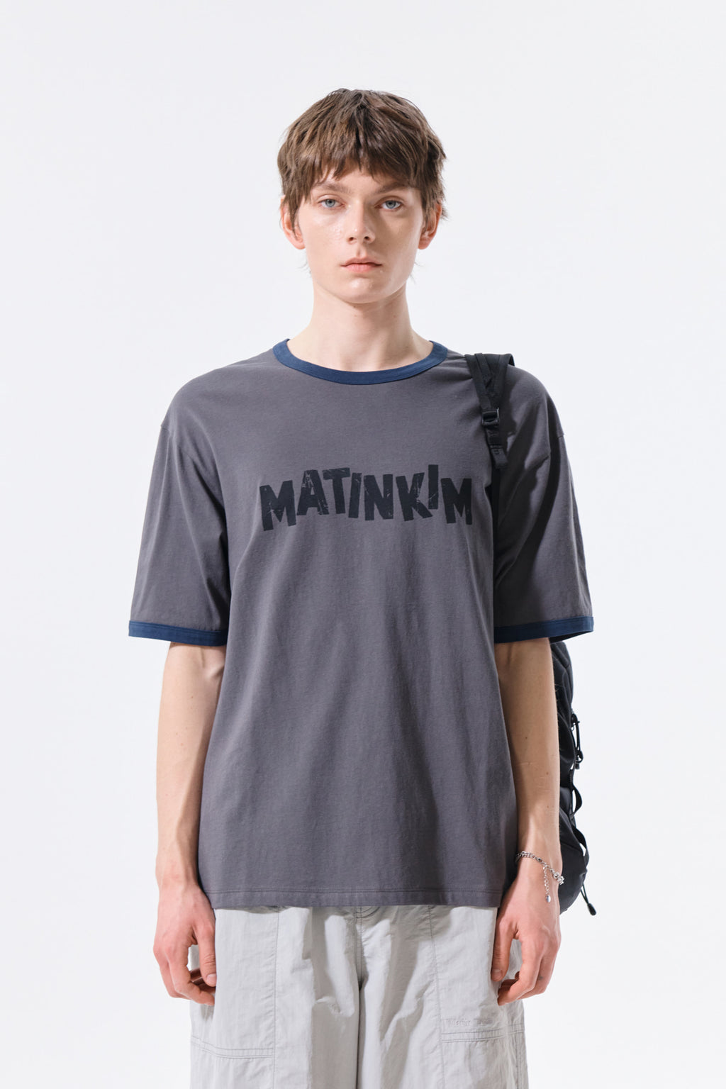 Matinkim Matin Logo Ringer Top For Men IN Charcoal