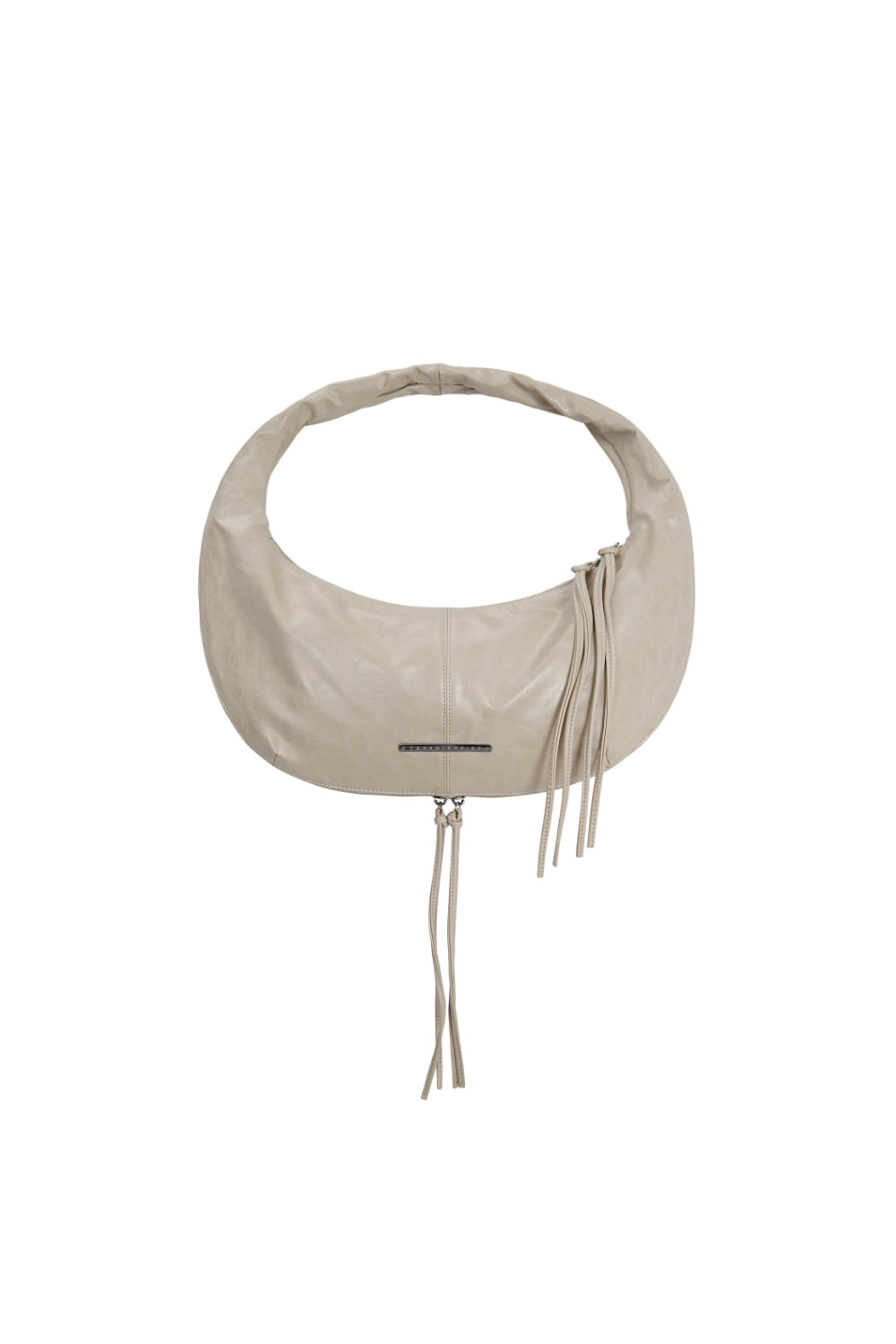 Treemingbird Zipper Finishing Leather Mini Hobo Bag Beige